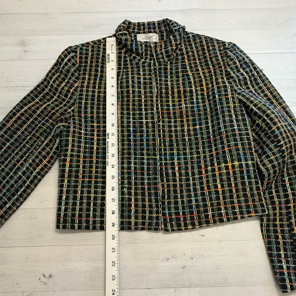 Soiree vintage 100% silk rainbow multicolor blazer jacket made USA women Medium - Picture 7 of 11